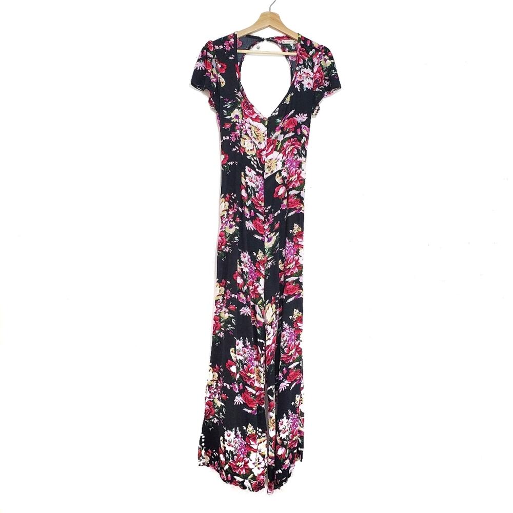 Mila | Floral Open Back Deep V-neck Jumpsuit